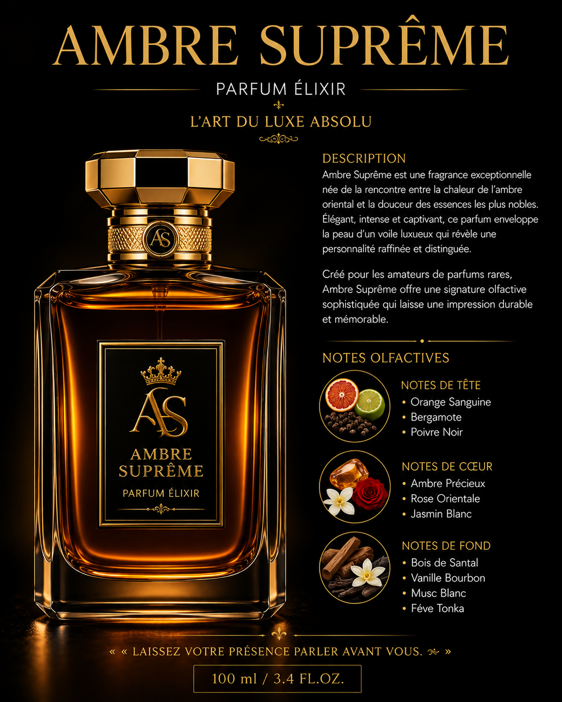 AMBRE SUPRÊME Parfum Élixir  L'ART DU LUXE ABSOLU